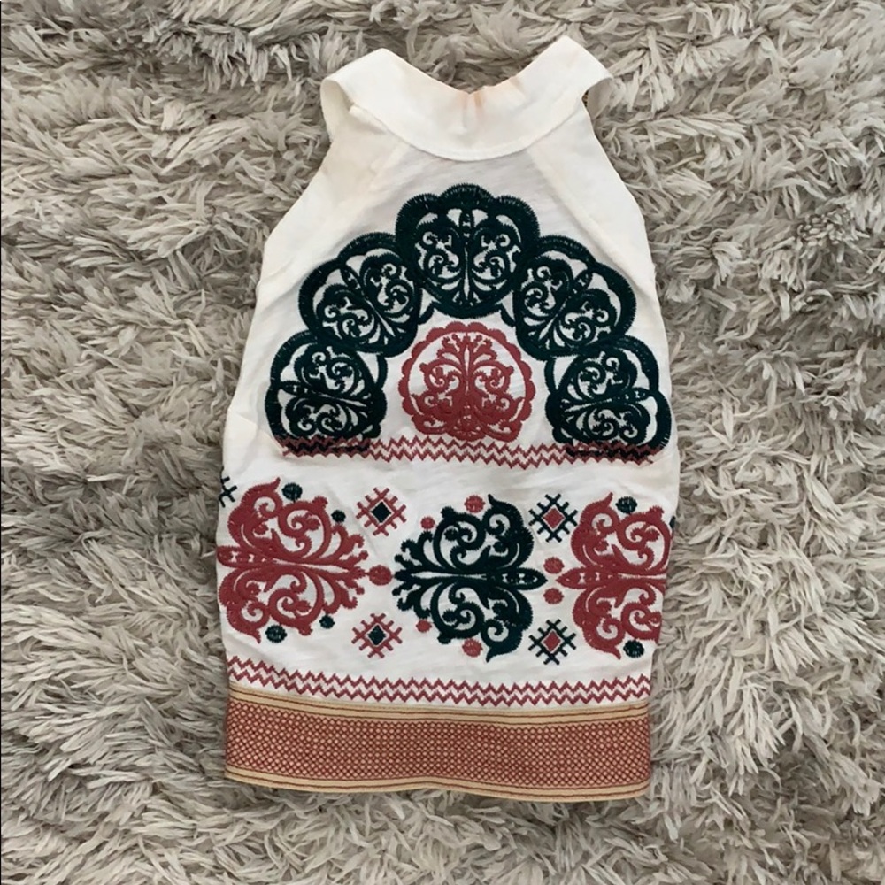 Backless Embroidered Top